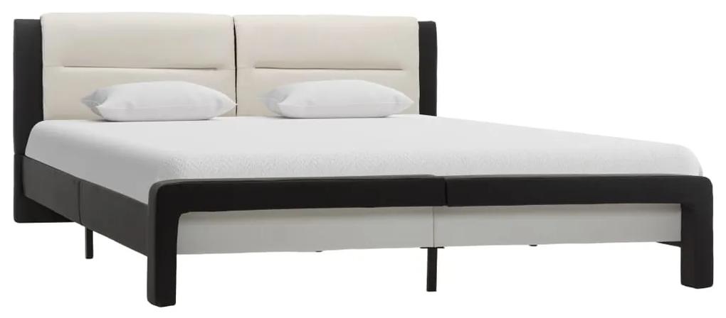 286723 vidaXL Cadru de pat, negru și alb, 120 x 200 cm, piele ecologică