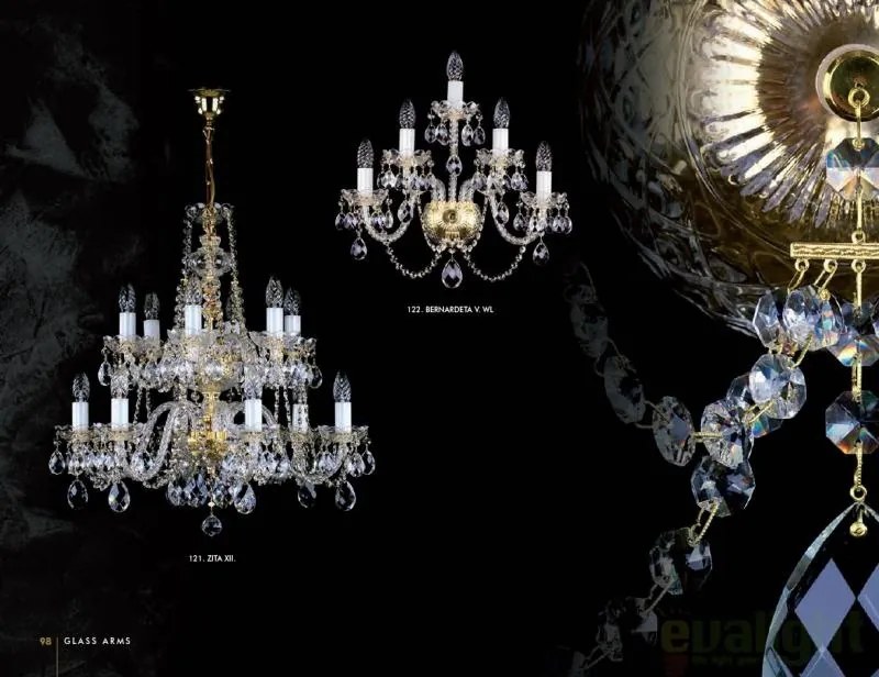 Candelabru cristal Bohemia 12 brate, diam. 68cm Zita XII CE