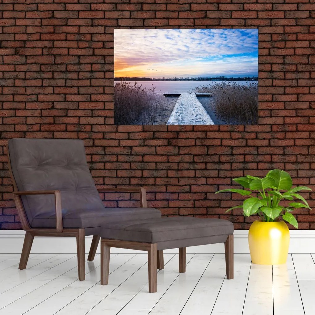 Tablou - Lac înghețat, Ełk, Mazury, Polonia (90x60 cm)