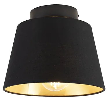 Plafoniera cu abajur din bumbac negru cu auriu 20 cm - Combi Black