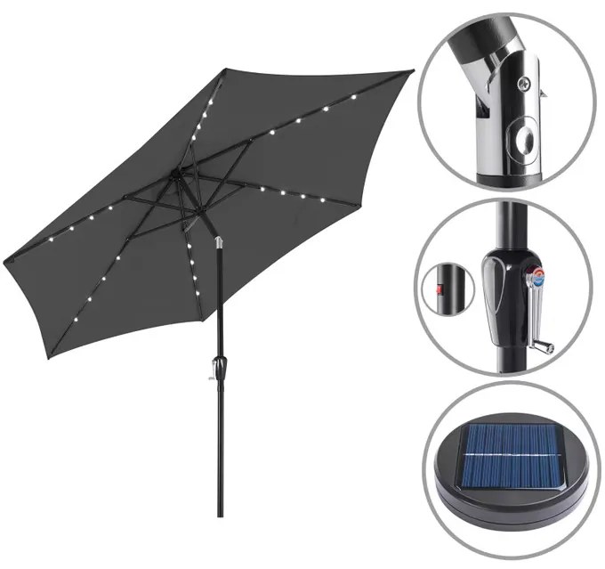 Deuba Umbrelă solară LED Miami Ø270 cm - antracit