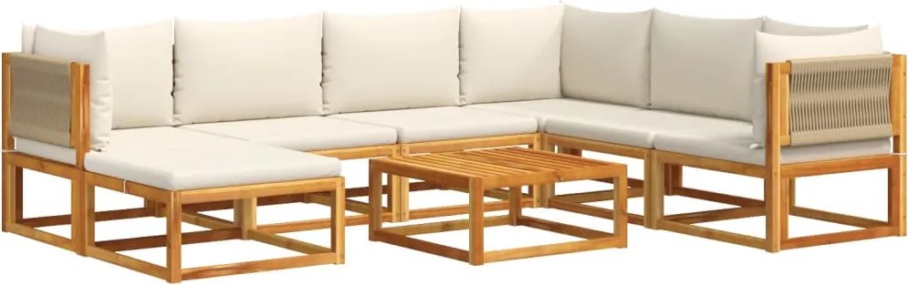 vidaXL Set canapele de grădină cu 8 piese, lemn de acacia și frânghie