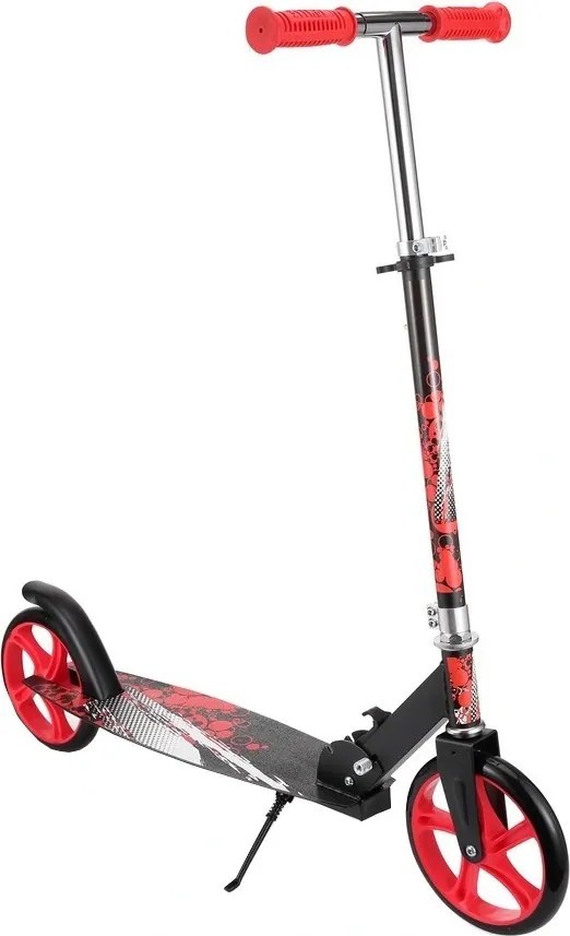 Trotineta copii si adolescenti NOVOKIDS™ Storm Camo PRO, Maxim 100 kg, Functie Super Brake, Maner reglabil pe inaltime, Diametru roata 200 mm, Rosu