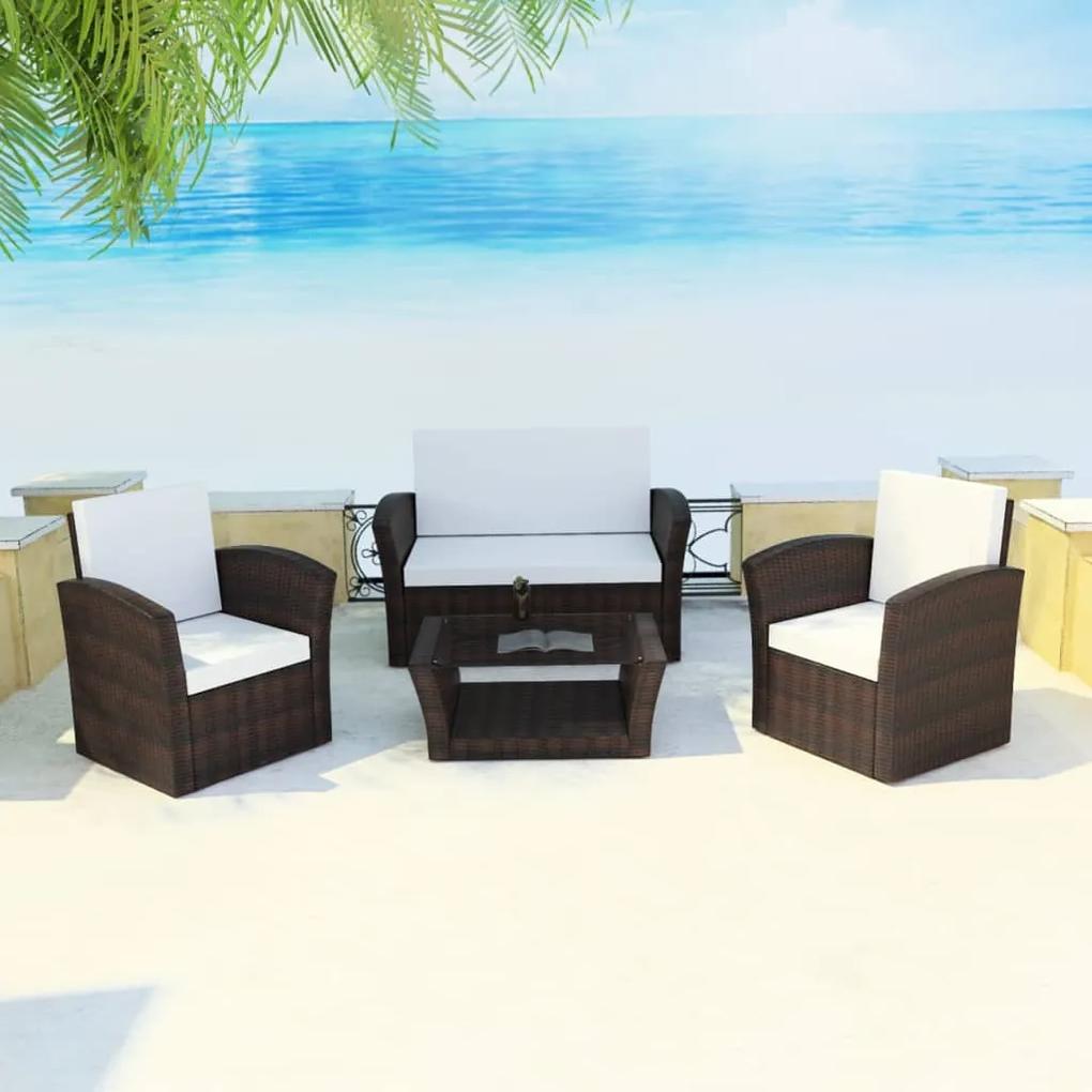 42641 vidaXL Set mobilier de grădină cu canapea 10 piese, poliratan, maro