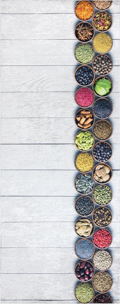 ANDRE 33200 covor lavabil Condimente, bucatarie, anti-alunecare - argint / bej