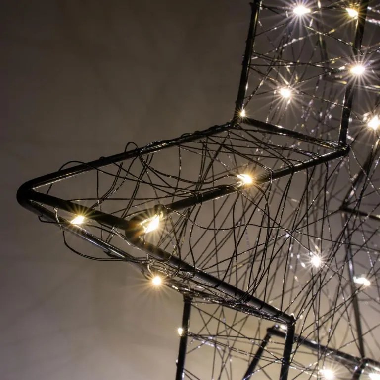 Steaua metalică de Crăciun cu efect 3D - neagră, 25 LED-uri