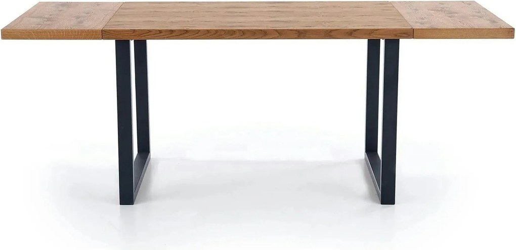 Masa extensibila HORUS, stejar/negru, furnir/otel, 126/206x80x76 cm