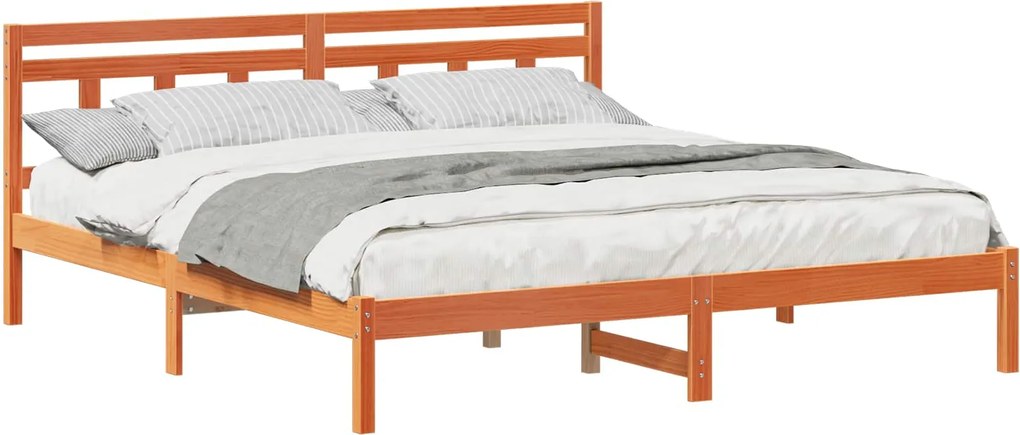 vidaXL Cadru de pat cu headboard Maro Lemn de brad