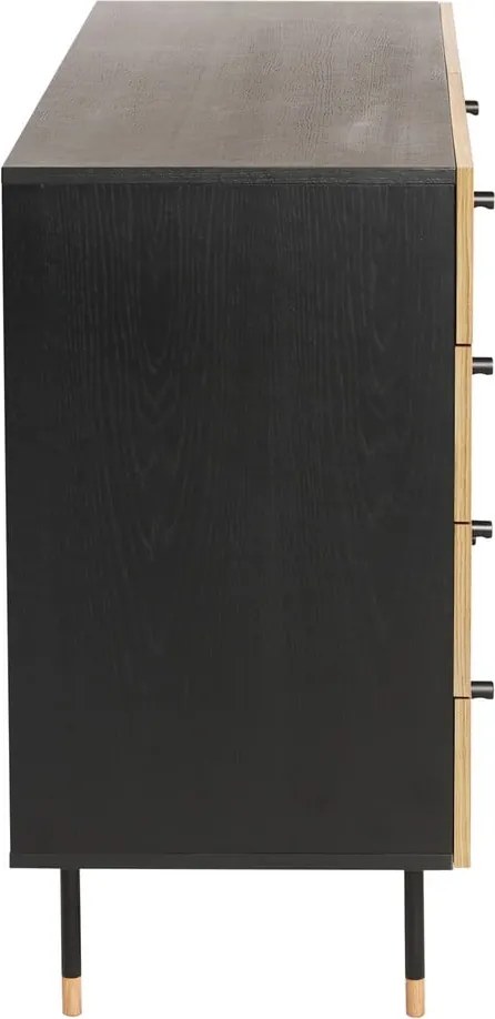 Comodă neagră/în culoare naturală joasă cu aspect de lemn de stejar 130x87 cm Jugend – Woodman