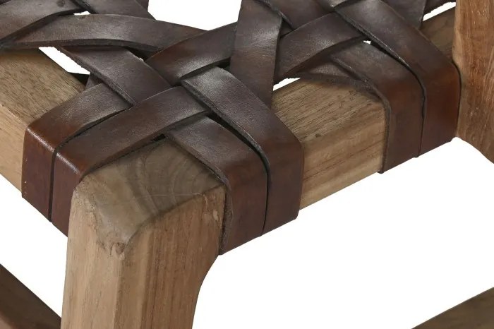 Scaun dining din lemn de tec si piele naturala " Country Leather "
