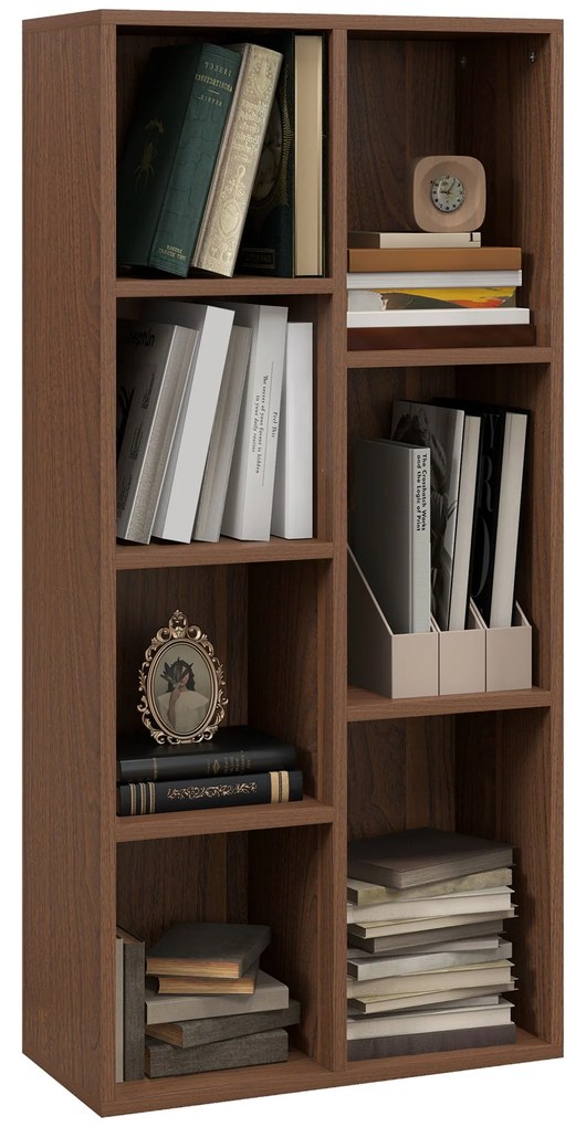 HOMCOM Bibliotecă cu 7 Suporturi Diferite, 50x24x106 cm, Maro Rustic | Aosom Romania