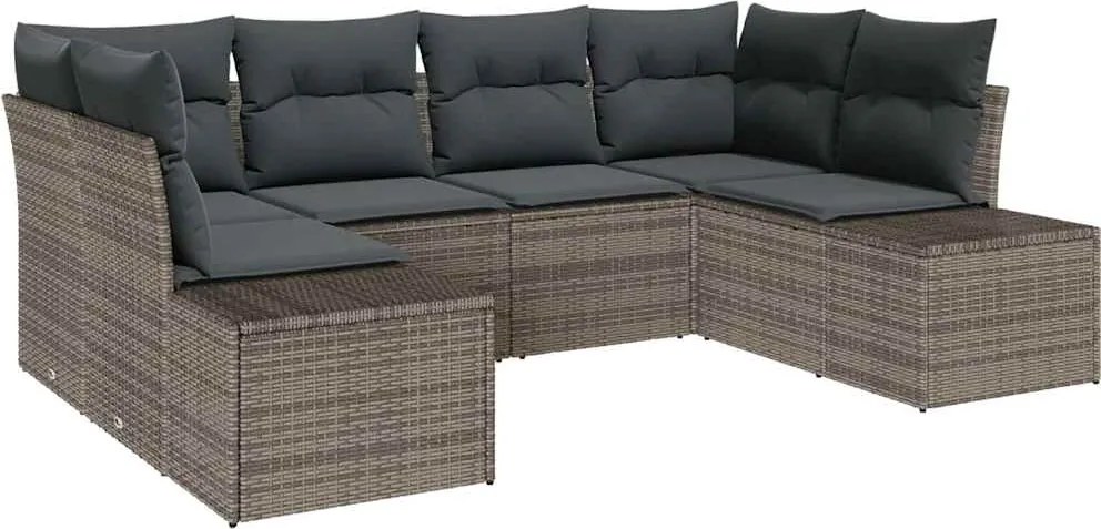vidaXL Set de canapele pentru grădină 6 pcs Gri Rattan poli