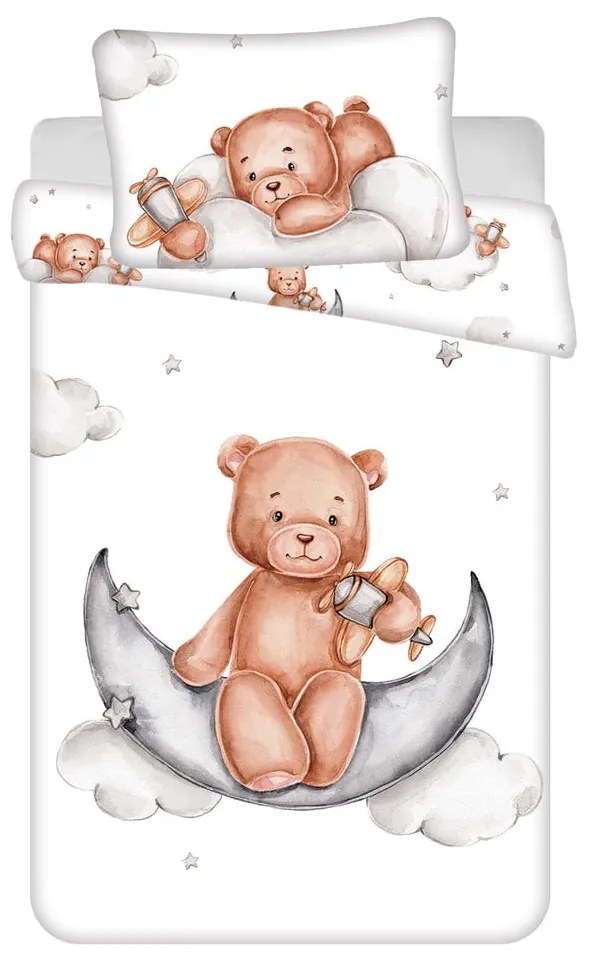 Lenjerie de pat pentru copii din bumbac pentru pătuț 100x135 cm Medvídek "Plane" – Jerry Fabrics