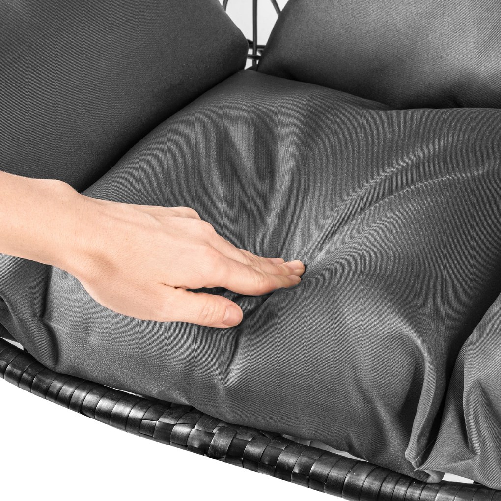 Scaun suspendat negru KOKON fara stativ, perna gri