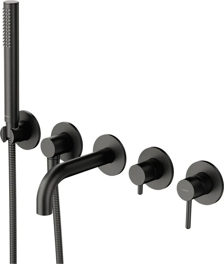 Baterie cada-dus incastrata Omnires Y finisaj grafit periat 5 elemente cu corp ingropat pipa 17 cm