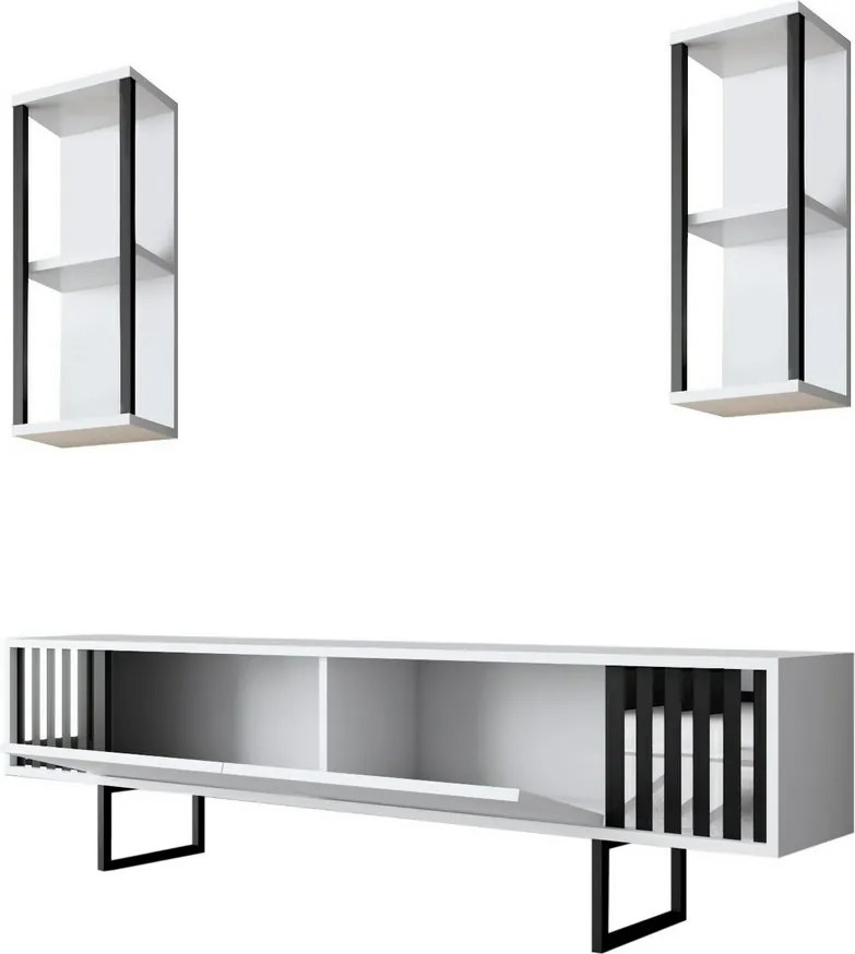 Măsuță TV cu rafturi Chrome White and Black