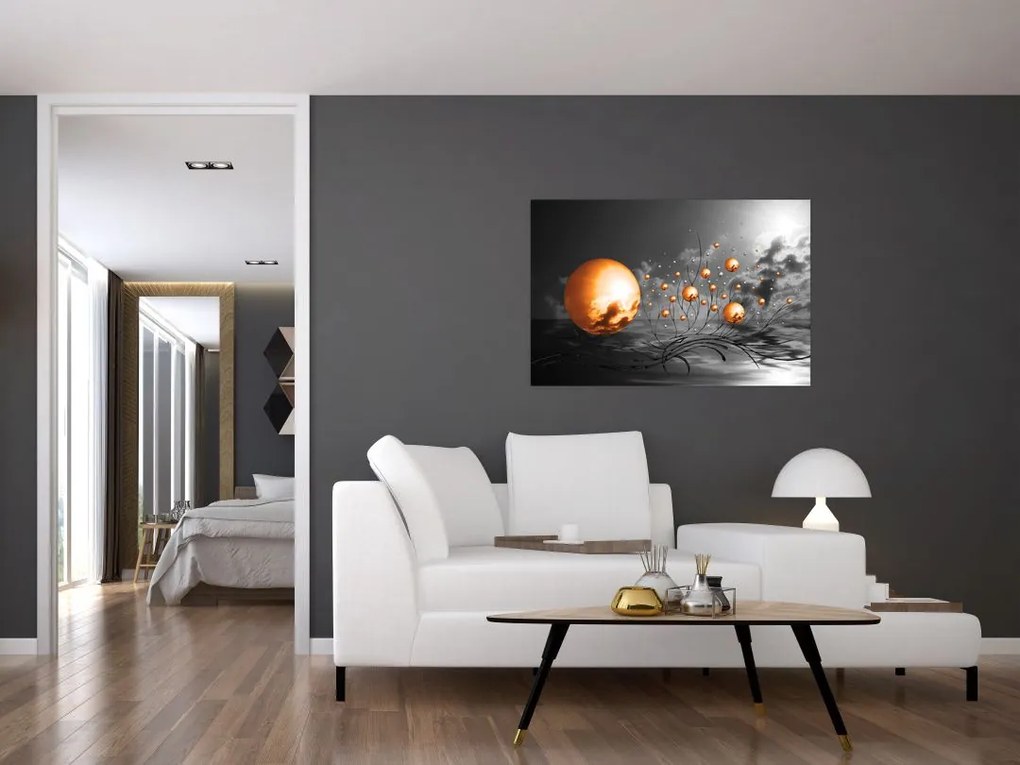 Tabloul bilelor portocalii abstarcte (90x60 cm)