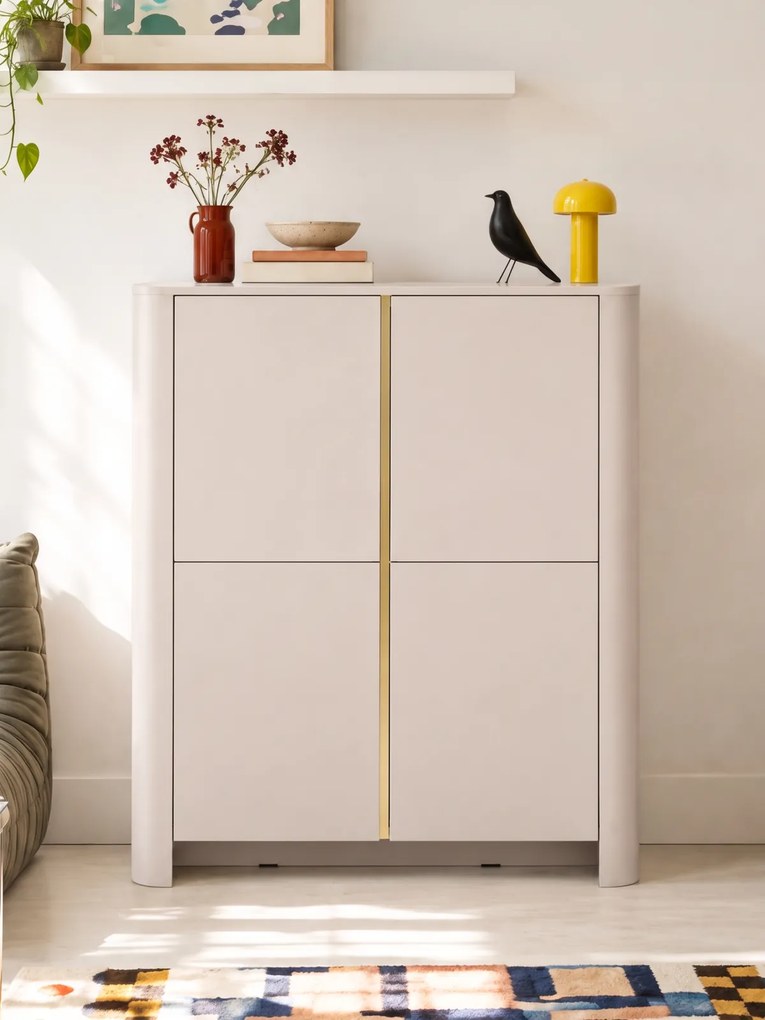 Comodă înaltă Sorrenti 103 cm - cașmir / auriu