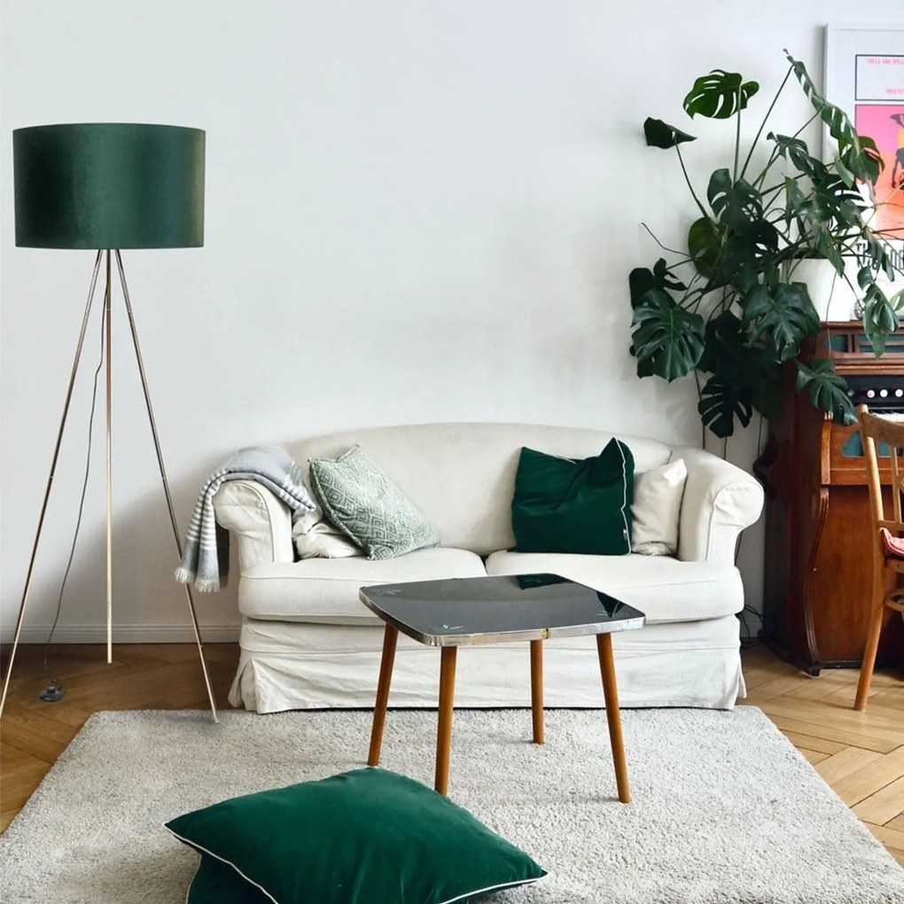 Lampadar cu trepied design modern INGA auriu/ verde