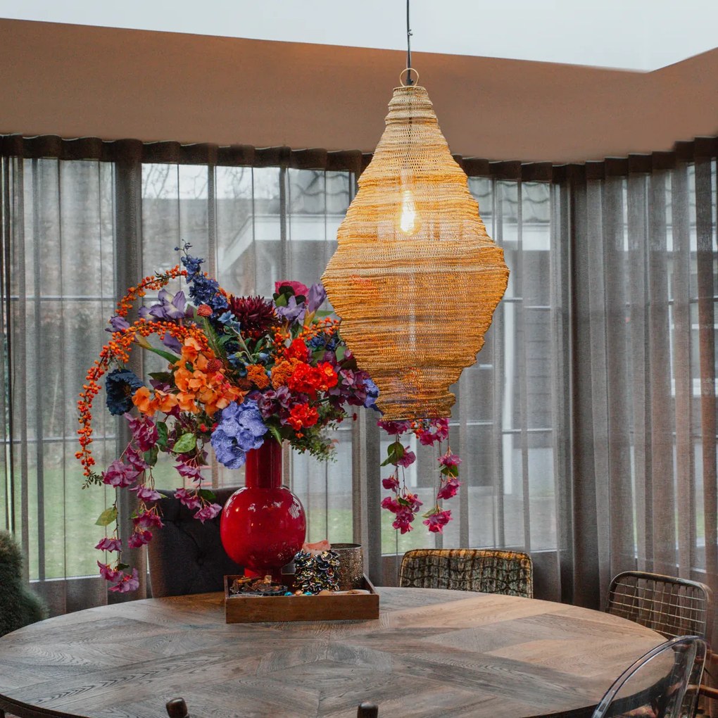 Lampă suspendată orientală aurie 90 cm - Nidum