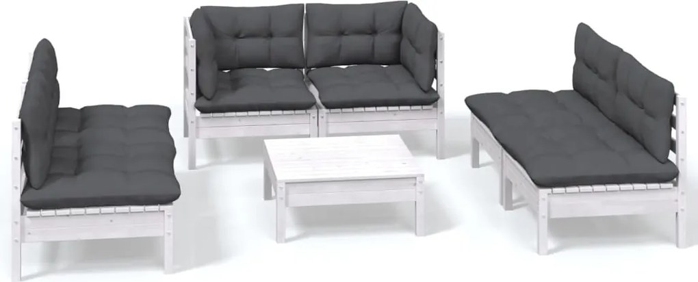 vidaXL Set mobilier grădină cu perne, 7 piese, lemn masiv de pin