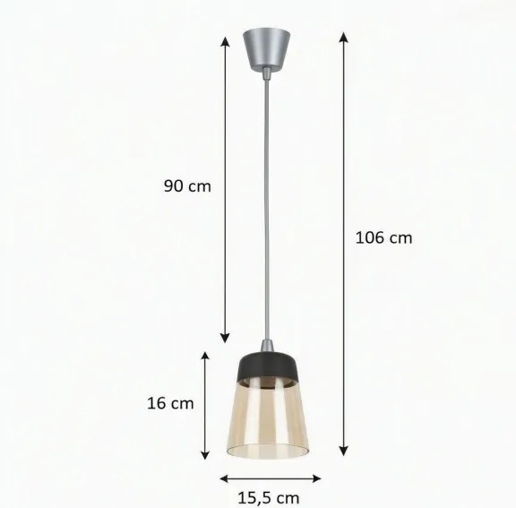 Brilagi-LED Lustra R din sticlă 1xE27/60W/230V Ø 15,5 cm argintiu/bej fumuriu/negru