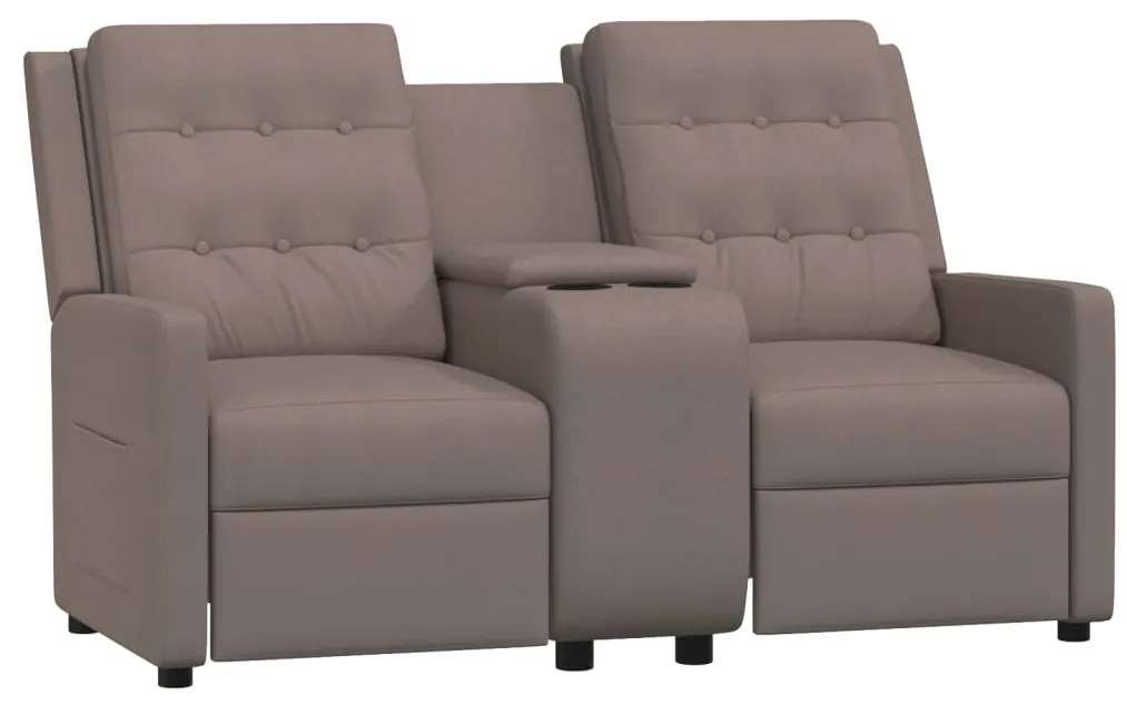 3084270 vidaXL Fotoliu rabatabil cu 2 locuri/suport pahar, gri taupe, textil