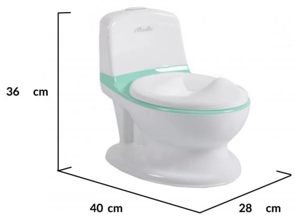 Olita premium pentru copii NOVOKIDS™ Atlantic seat, Cu sunete, Vas detasabil, Plastic non toxic, Suport hartie igienica, Turquoise cu Alb