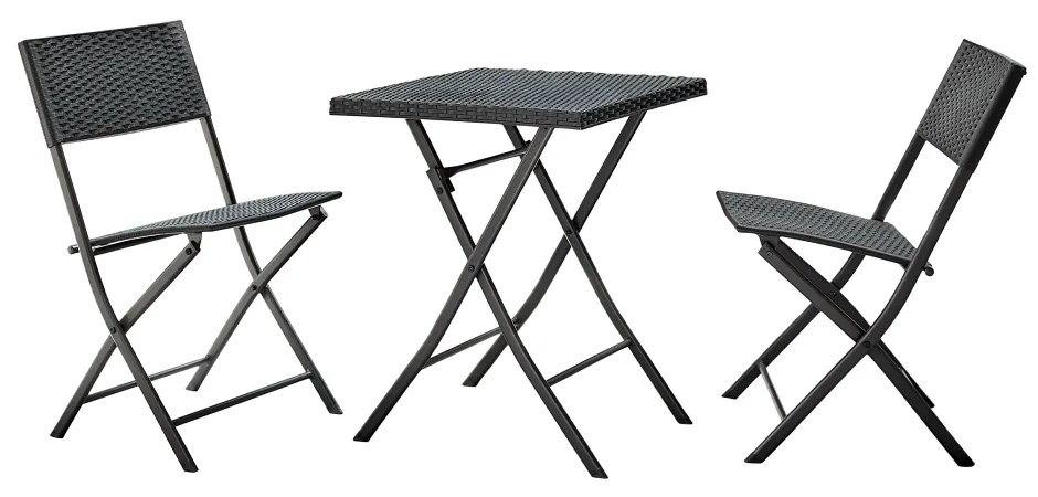 Set ratan de gradina 1+2, negru, FARUK