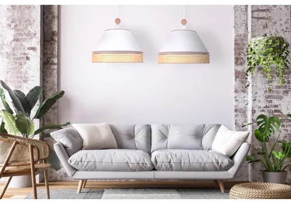 Duolla - Lustră pe cablu AVIGNON 2xE27/15W/230V albă/ratan