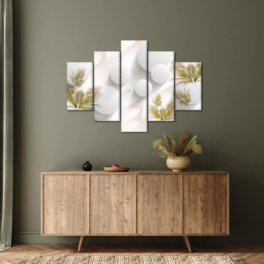 Tablou - 3D cercuri cu flori (150x105 cm)
