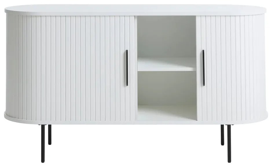 Comodă albă cu ușă glisantă 140x76x45 cm Nola – Unique Furniture