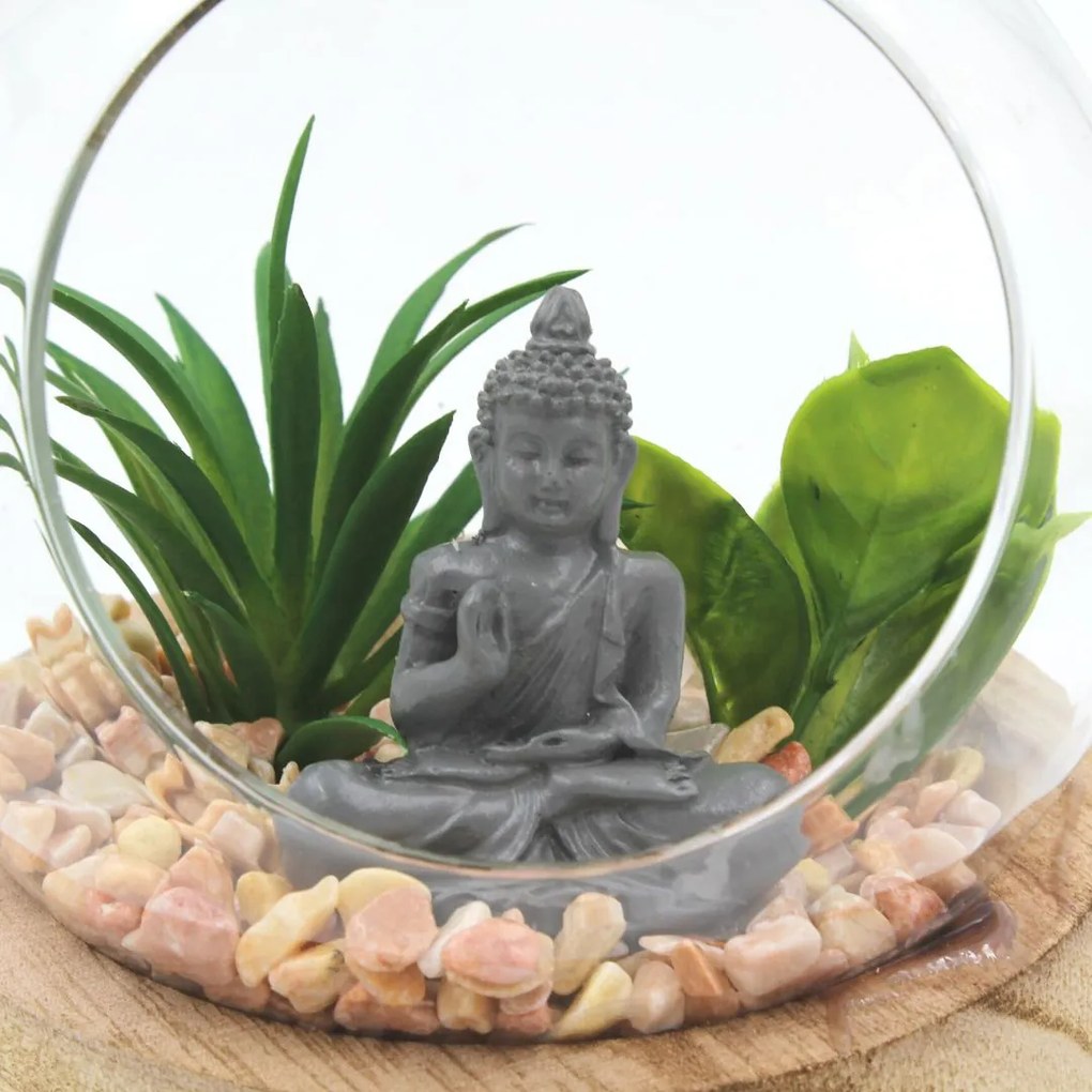 Glob decorativ sticlă cu Buddha 12cm