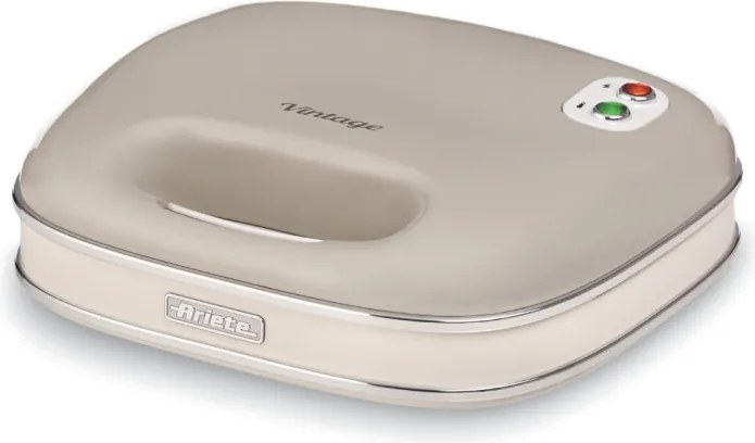 Sandwich maker Ariete VINTAGE 1963/03, 750 W, Strat antiaderent, Indicatoare luminoase, Depozitare verticala, Bej