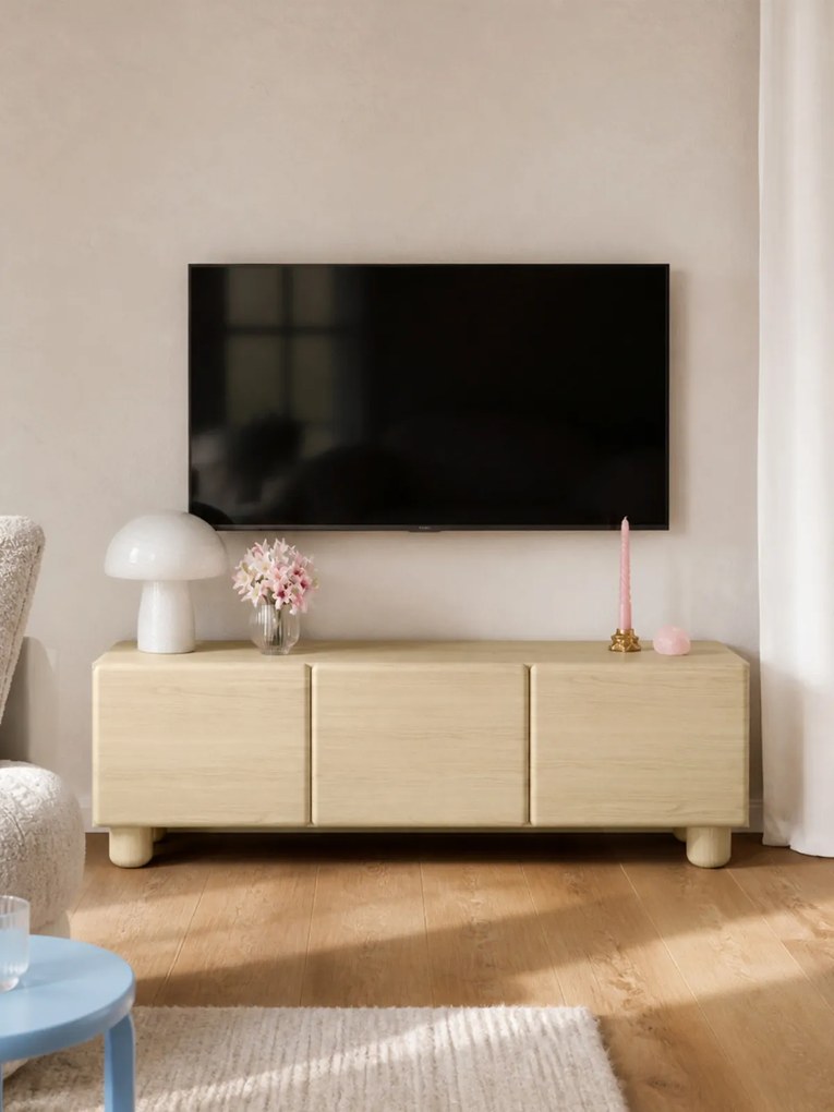 Comodă TV Arlo 150 cm cu trei uși - stejar Vicenza