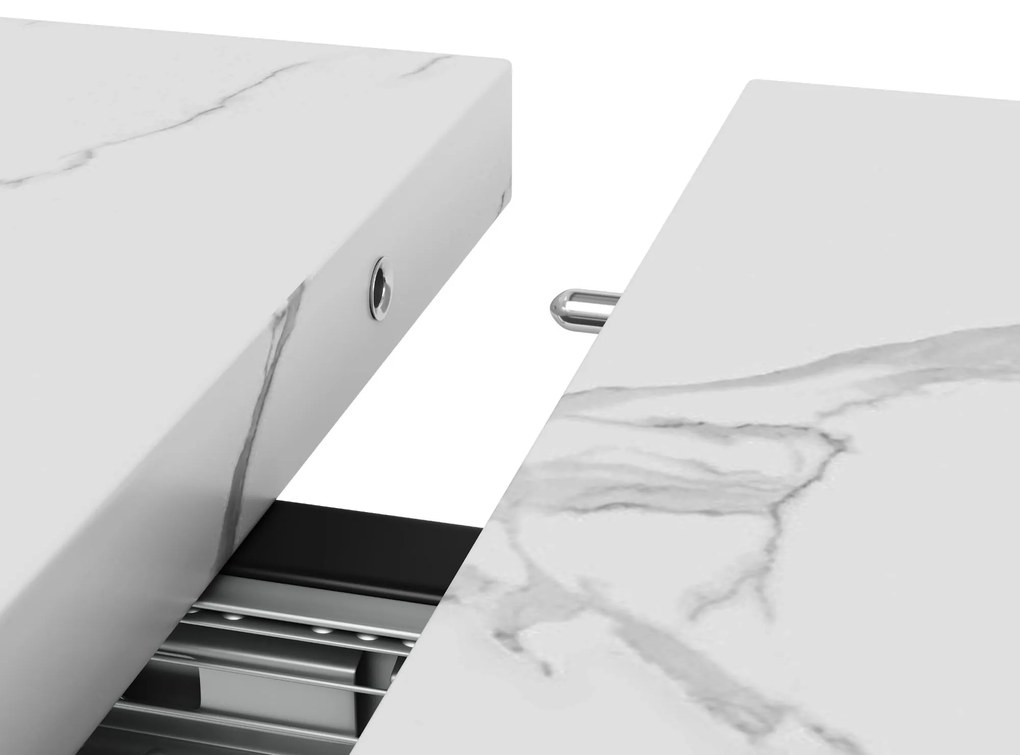 Masă extensibilă de dining cu cadru metalic, Alb+Negru | Aosom Romania