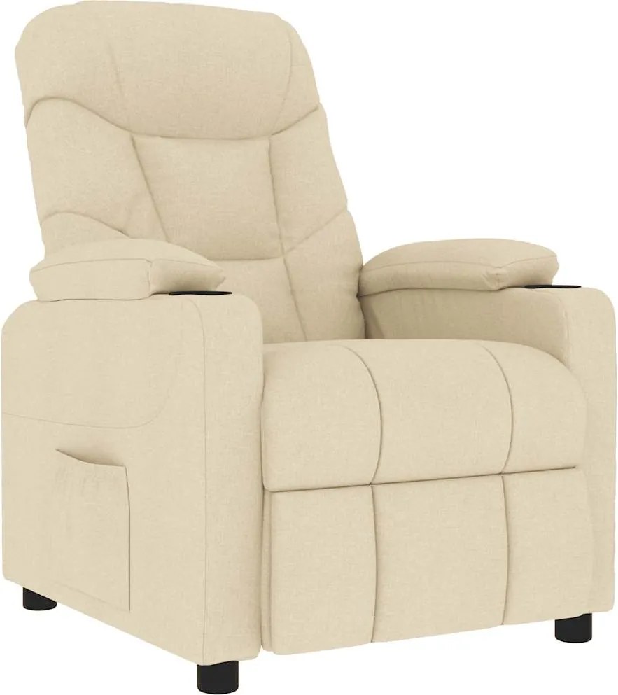 vidaXL Fotoliu de masaj, crem, material textil
