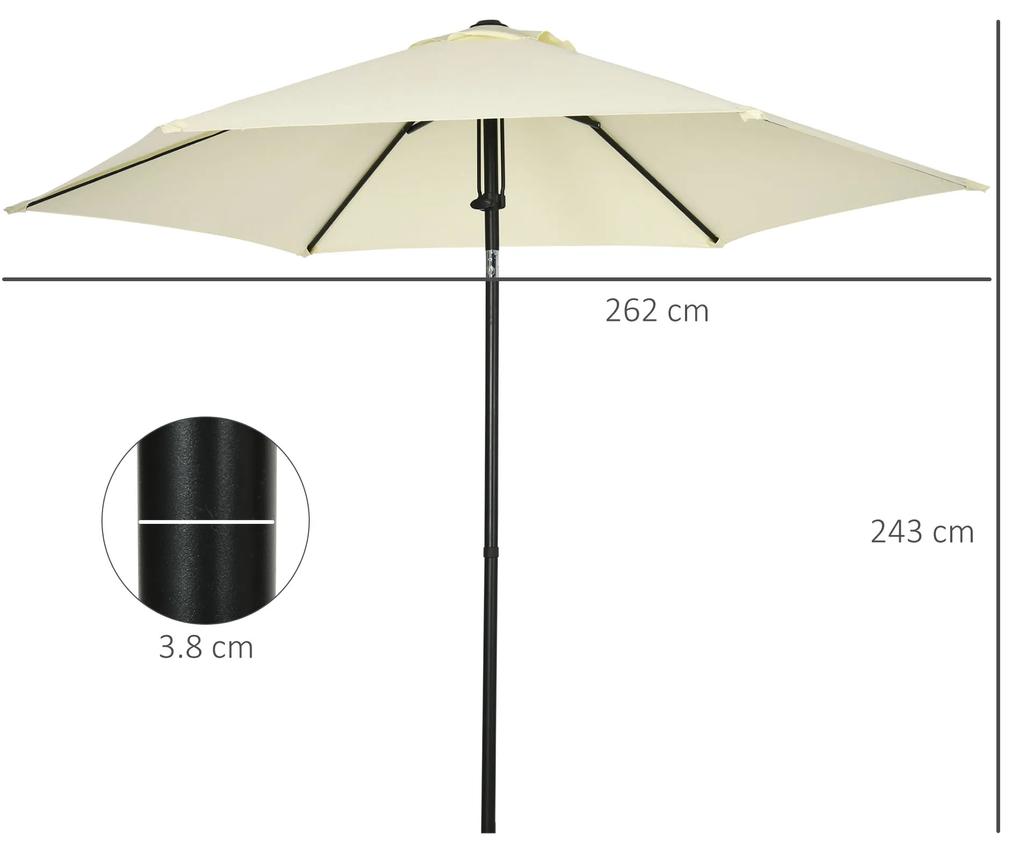 Outsunny Umbrelă de Soare pentru Grădină, Material Poliester și Structură Metalică cu 6 Bare, Ø262x243cm, Bej și Negru | Aosom Romania