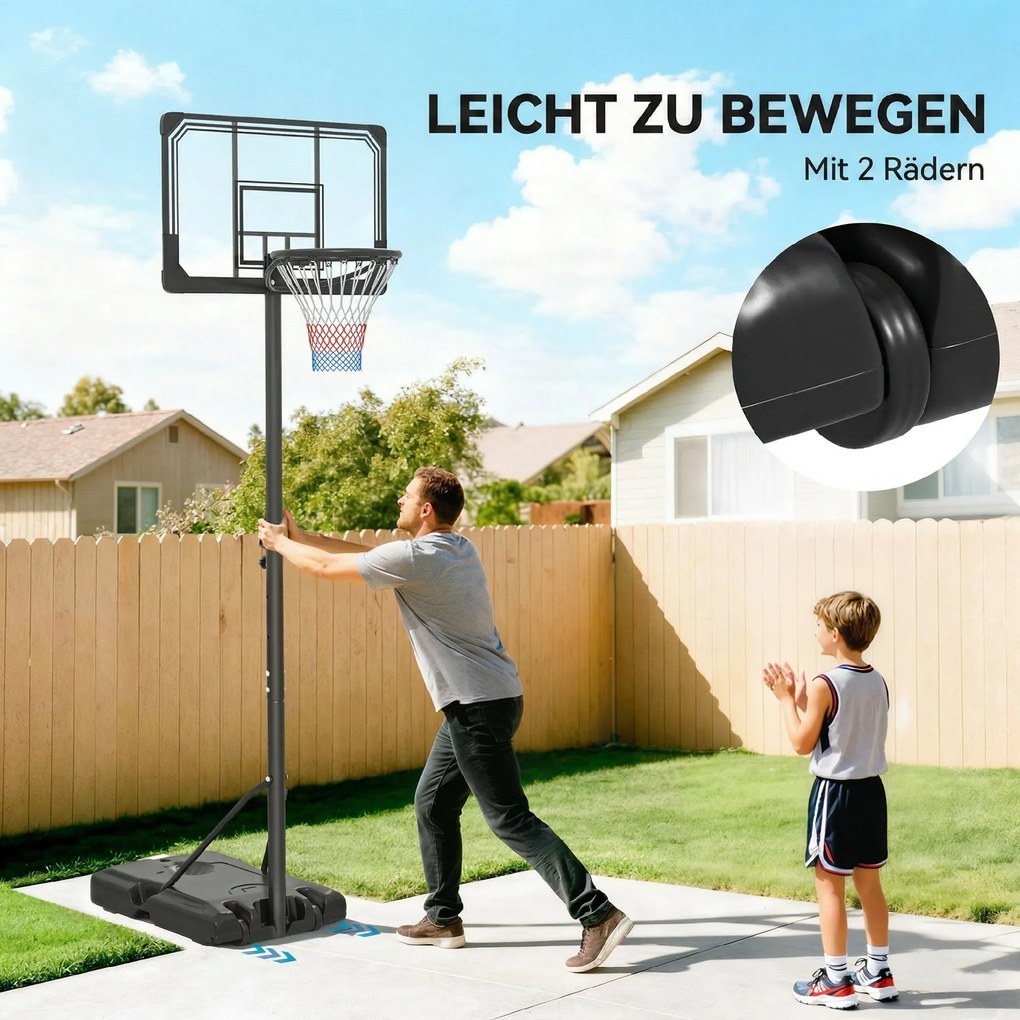 SPORTNOW Cos pentru baschet cu inaltime reglabila, 182-213 cm, Negru