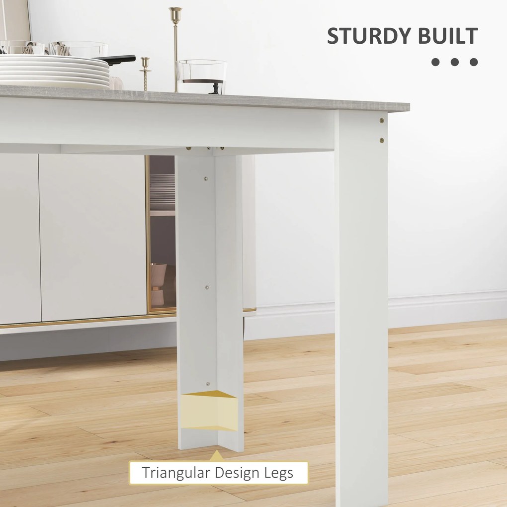HOMCOM Masă Modernă de Dining pentru 4-6 Persoane 120x69x75 cm Gri și Alb | Aosom Romania