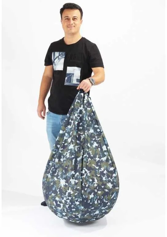 Fotoliu puf copii, Nirvana Light Pufrelax, Material Impermeabil - Camuflaj Fortele Terestre