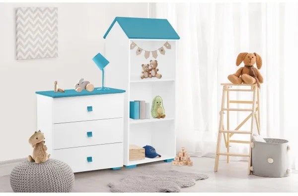 Comodă PABIS 87x83 cm alb/albastru