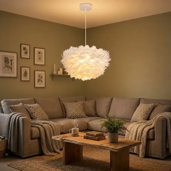 Brilagi - Lustră suspendată pe cablu FEATHER 3xE27/40W/230V Ø 40 cm albă