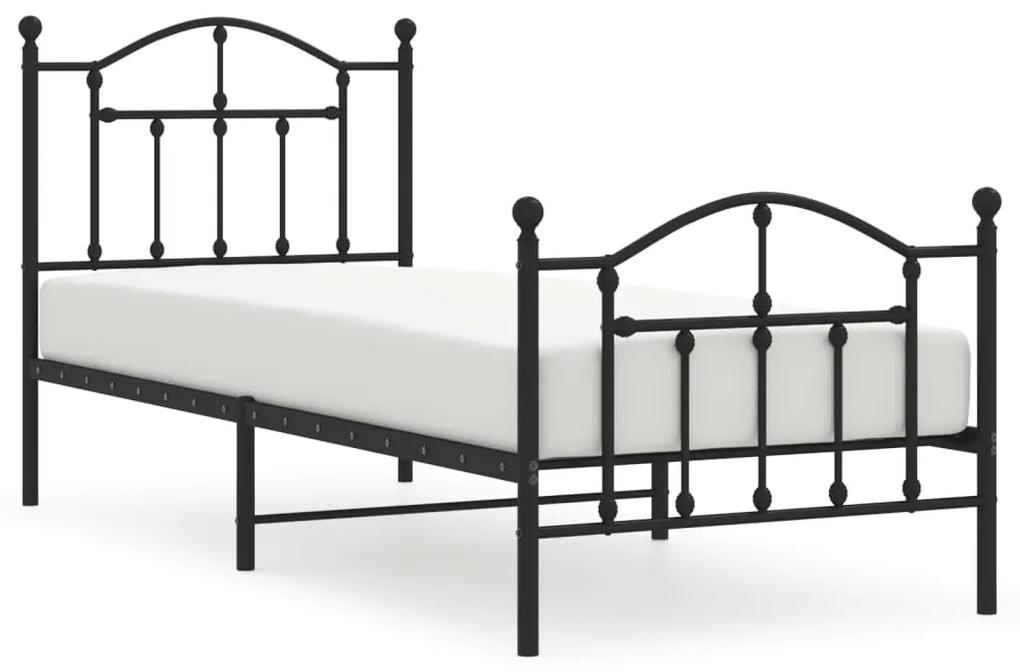 353450 vidaXL Cadru pat metalic cu tăblii de cap/picioare, negru, 90x200 cm
