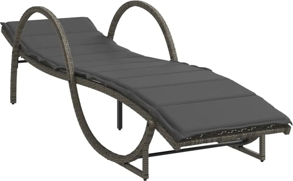 vidaXL Șezlong cu pernă, gri, 60x199x42 cm, poliratan