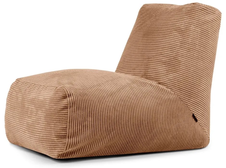 Fotoliu bean bag maro cu tapițerie din catifea reiată Tube – SLOWDOWN