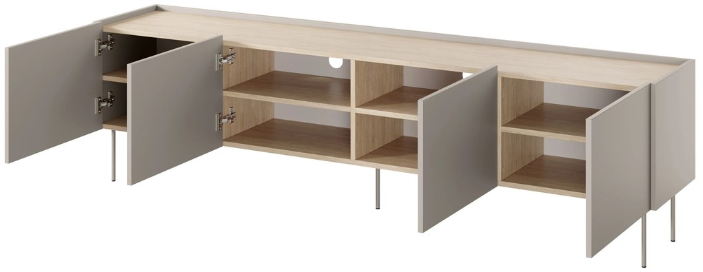 Comodă TV pe picioare metalice Desin 220 cm - cașmir / stejar nagano