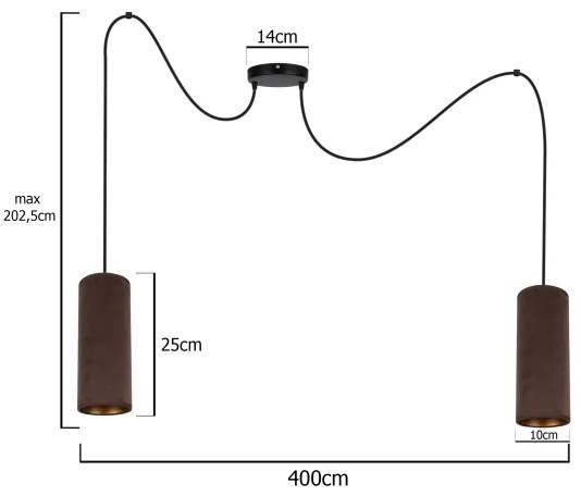 Lustr AVALO 2xE27/60W/230V cablu, maro cupru, model păianjen