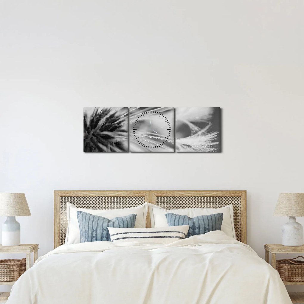 Tablou - Macro,alb-negru (cu ceas) (90x30 cm)