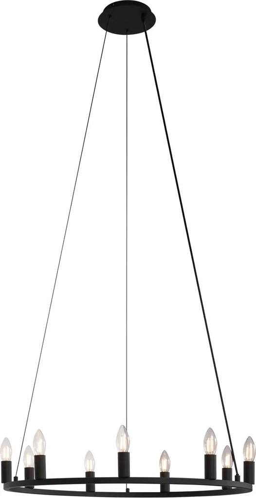 Lampa suspendată inteligentă neagră cu 9 lumini, inclusiv WiFi C35 - Knight
